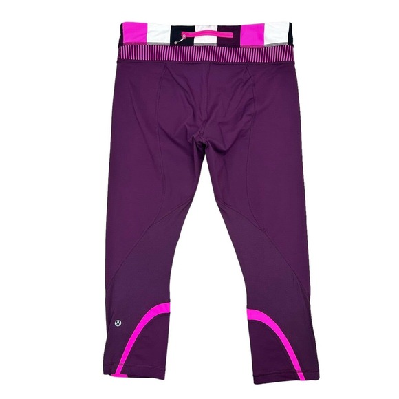 Lululemon Run Inspire Crop II Leggings Women’s Size 8 Purple Pink Colorblock - Picture 3 of 15
